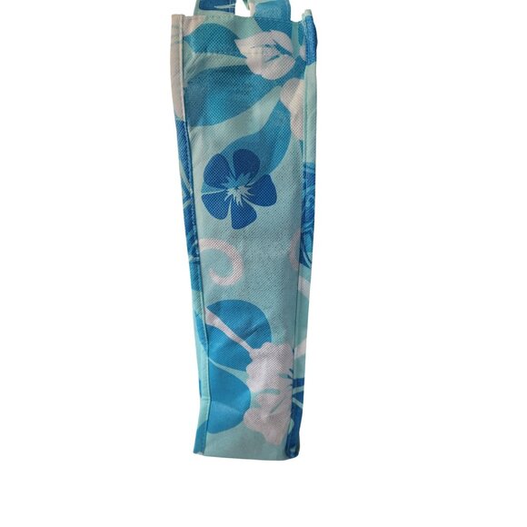 Hawaiian Floral Print Reusable Wine Bottle Bags Blue & White Durable Fabric Eco - Picture 2 of 9
